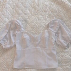 White Abercrombie and fitch crop top with puff sleeves - size XS - gently used